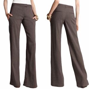 THEORY Emery Crunch Linen Wide Leg Pants Brown 0